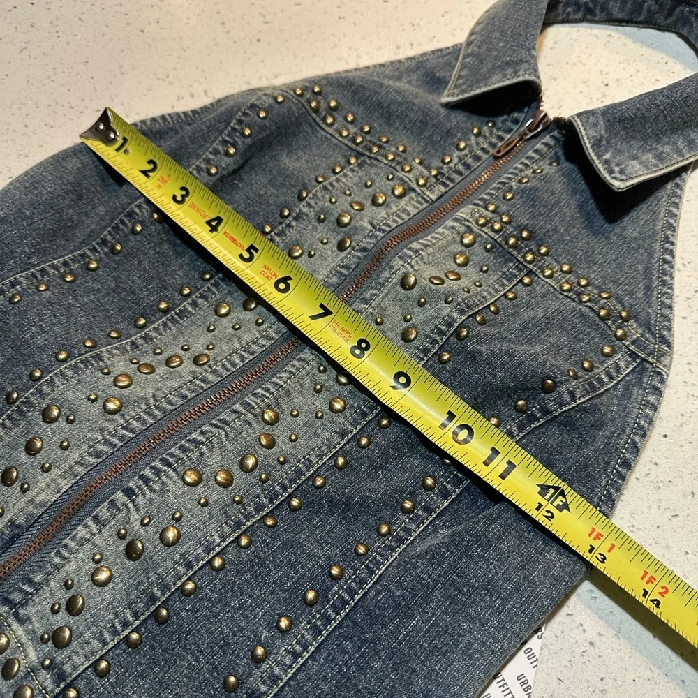 NWT studded open-back cropped denim vest top by Urban Outfitters / NEW - Picture 12 of 16